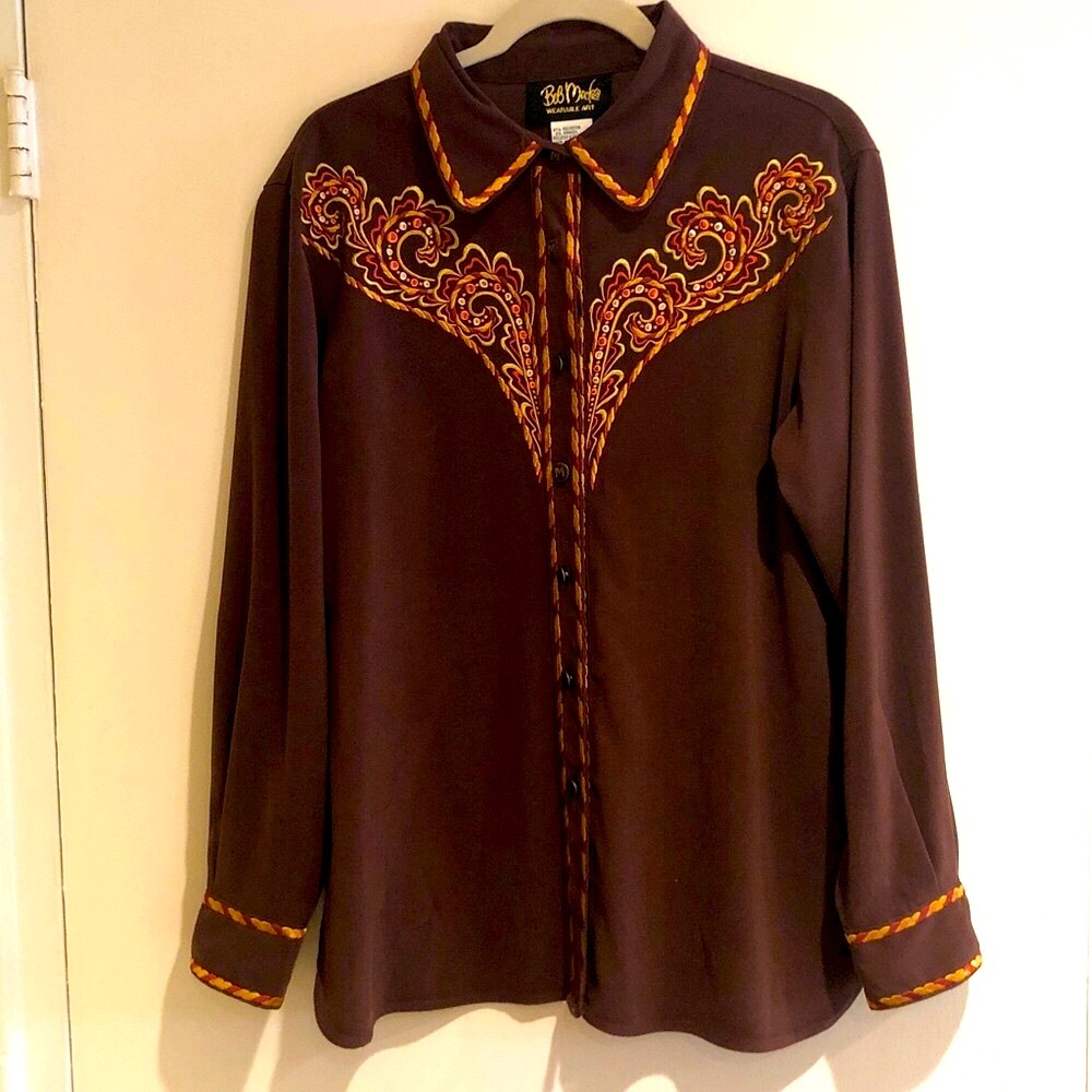 Bob Mackie Wearable Art – Vintage Western Cowgirl Embroidered Shirt/Topper - Picture 4 of 10